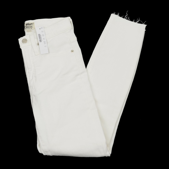 New JCREW Size 24 10" Highest-Rise Toothpick Jeans in White With Cut Hems H7826 - Picture 2 of 4